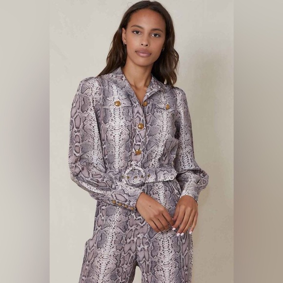 Zimmermann Silk Tie Jumpsuit Snake Print Size AU 1 - Picture 3 of 6